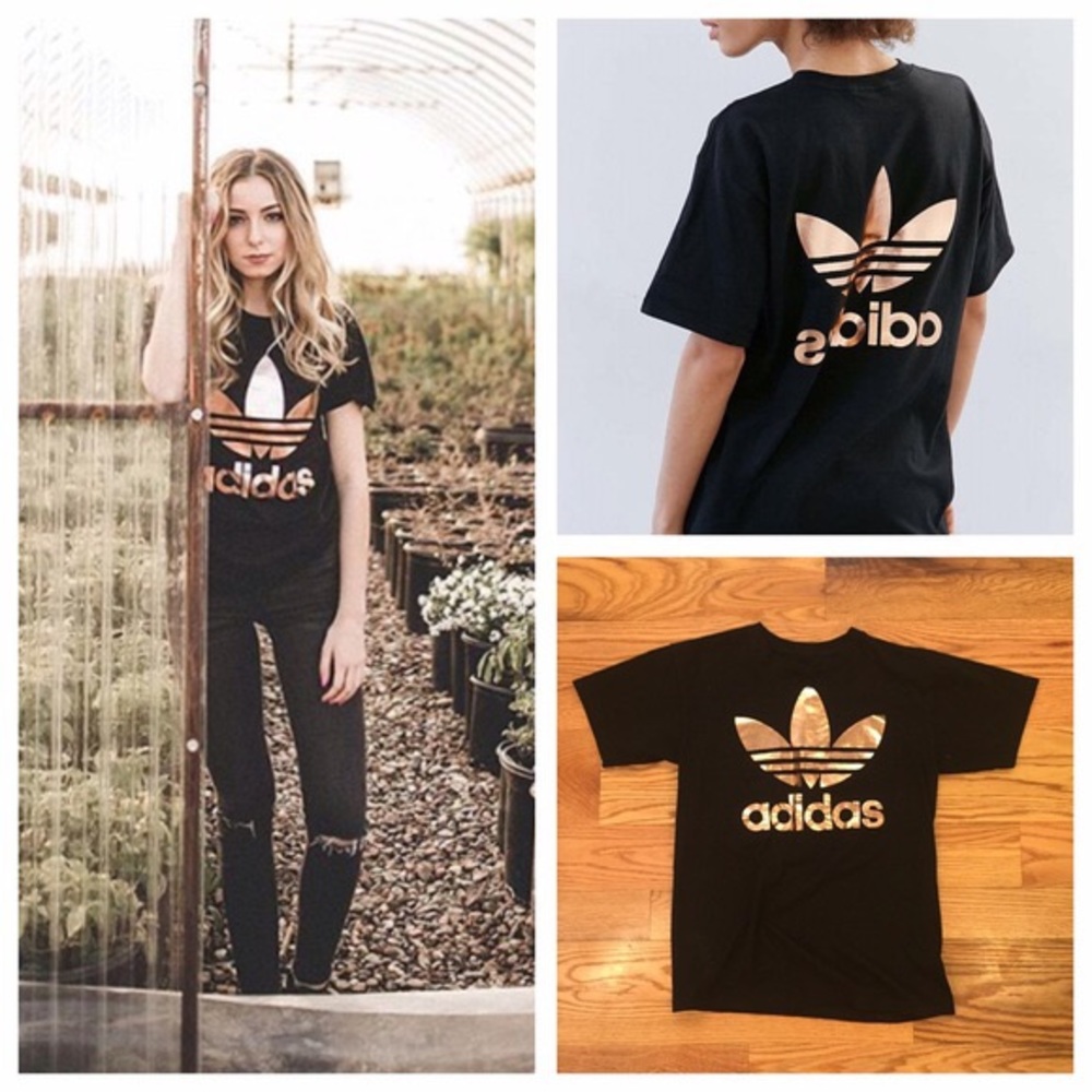 BEAUTIFUL Rose Gold Foil Trefoil Double Adidas